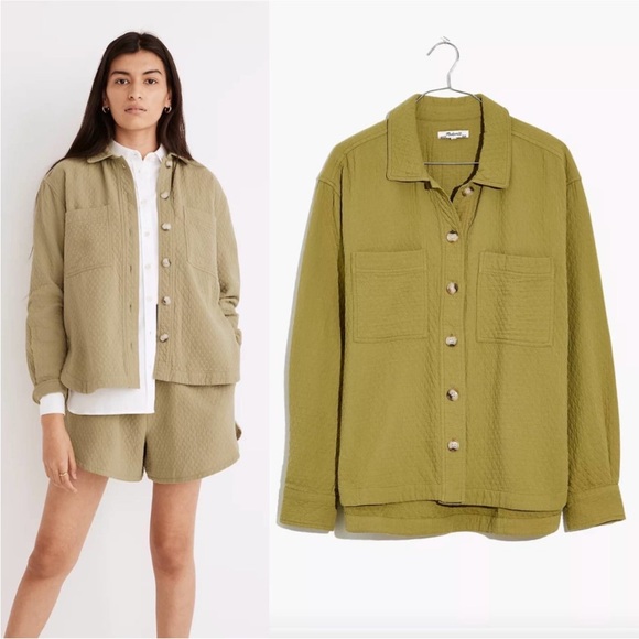 Madewell Tops - Madewell Diamond Jacquard Shirt-Jacket in Green Size Small